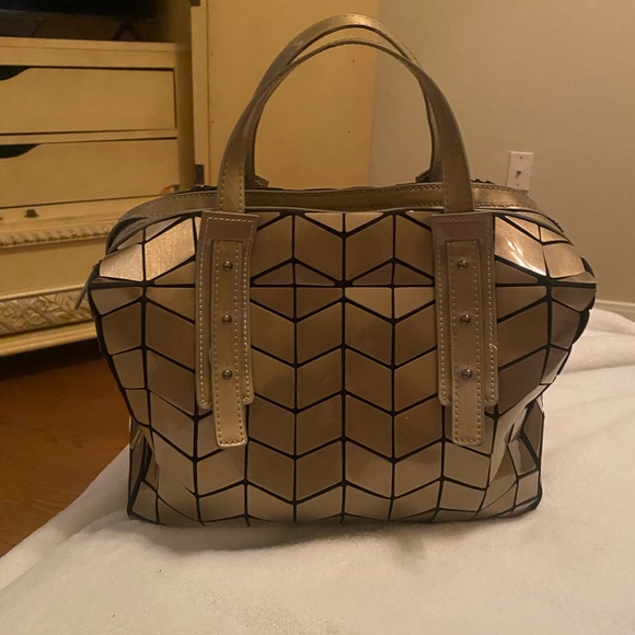 Patrizia Luca Handbags - Structured Metallic Gold Geo-Panel Tote